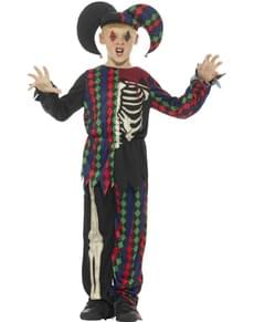 Skeletal buffoon costume for a child