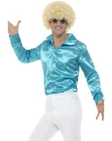 Camisa de cetim azul para homem