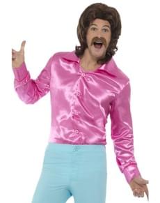 Camisa de raso rosa para hombre