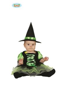 Costum mica vrăjitoare verde pentru bebeluși