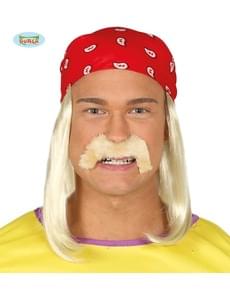 Peruk med huvudduk och blond biker mustasch vuxen