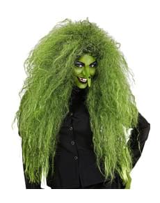 Groene heks pruik voor vrouw