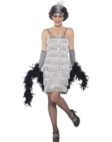 Costume Charleston anni 20 argentato per donna