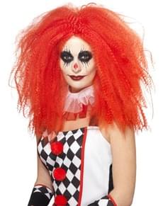 Peruca de arlequim vermelha volumoso para mulher