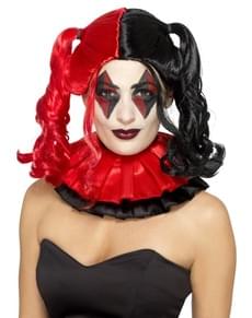 Women's black and red pigtailed Harlequin wig
