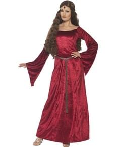 Mittelalter Prinzessin Kostüm granatrot für Damen