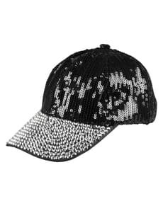 Gorra de lentejuelas negra para mujer