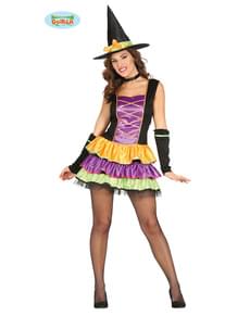 여성을위한 주름 장식이 달린 화려한 마녀 의상