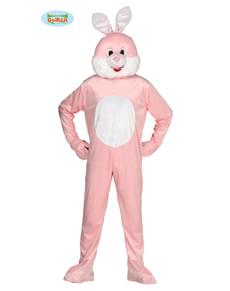 성인용 머리와 핑크 토끼 의상