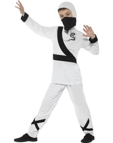 Costum de ninja asasin alb pentru băiat