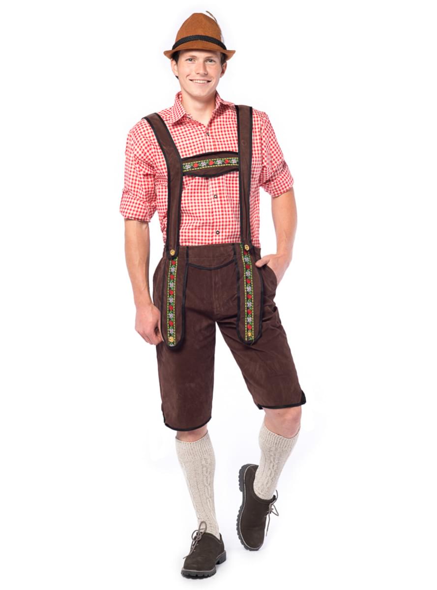 Costume tirolese lederhose marrone scuro