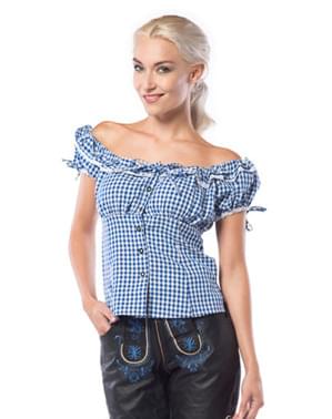 Oktoberfest Hemd blau-weiß für Damen