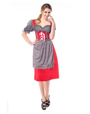 Dirndl kelnerka z tawerny czerwono-czarny damski