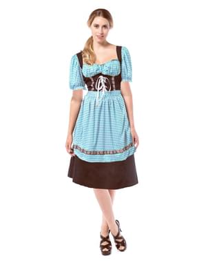 Gaun Dirndl biru dan coklat womens