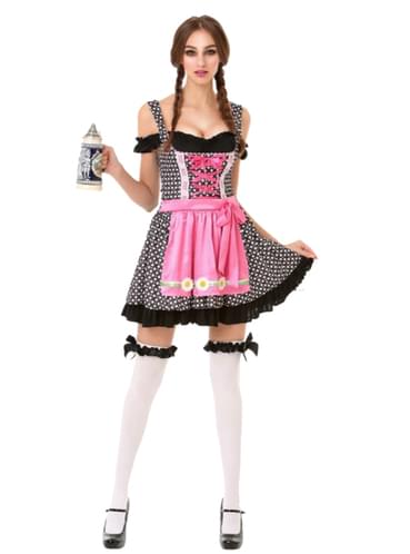 Robe bavaroise noire à motifs femme Funidelia