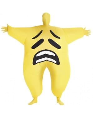 Mega morf sedih kostum emoji tiup untuk orang dewasa