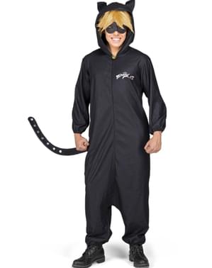 Fato de Gato Noir As Aventuras de Ladybug onesie para adulto