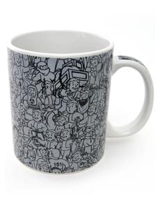 Hrnek s koláží Fallout vault boy