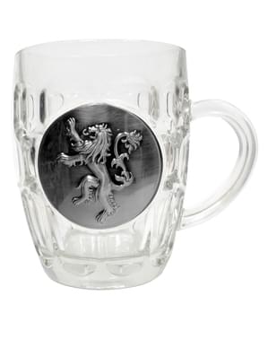 Caneca de cristal de Game of Thrones escudo metálico Lannister