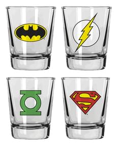 Set di 4 bicchieri di DC Comics Logo Eroi