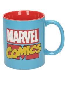 Taza de Marvel Comics Logo en azul y rojo