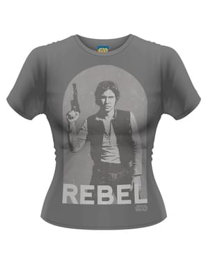 Kadınlar için Star Wars Han Rebel tişört