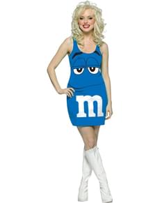 Costume de M&Ms bleu robe adulte