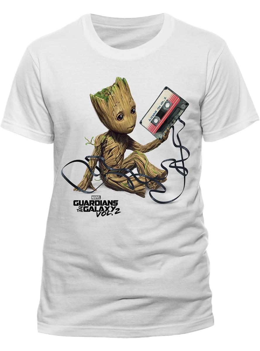 ガーディアンズ・オブ・ギャラクシー　男性用グルートとカセットTシャツ