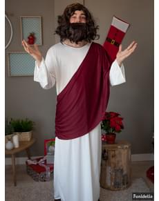 Conjunto de peruca e barba Jesus castanhas para homem