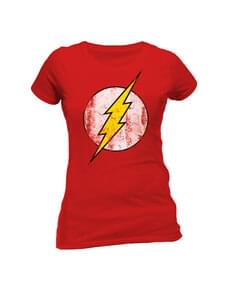 T-shirt de Flash Distressed Logo vermelha para mulher