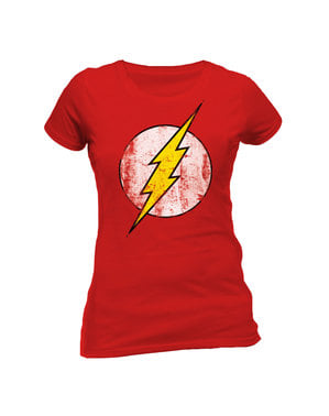 Kaos Logo Flash Merah Tertekan untuk wanita