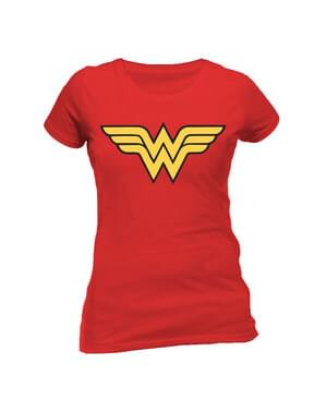 Kadınlar için kırmızı merak kadın logosu t-shirt