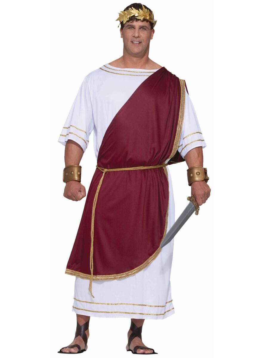 Disfraz Carnaval Romano XL Disfraz César Emperador Romano Hombre - Túnica  Blanca, Toga Roja, Corona De Laurel - Talla XL Disfraz Teatro Fiesta, image size:889x1200