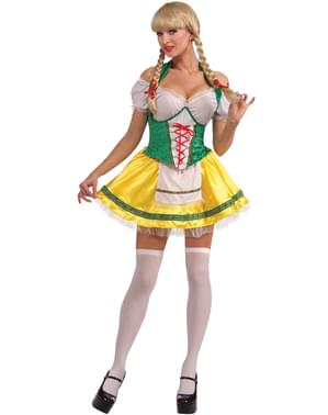 Sexy Dirndl Kostüm XL gelb grün
