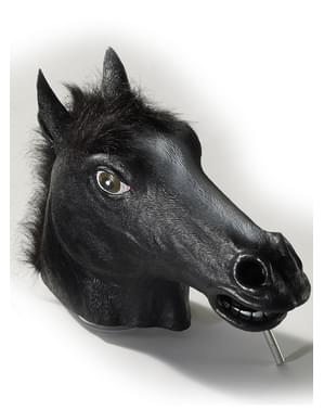 Latexová maska šílený černý kůň