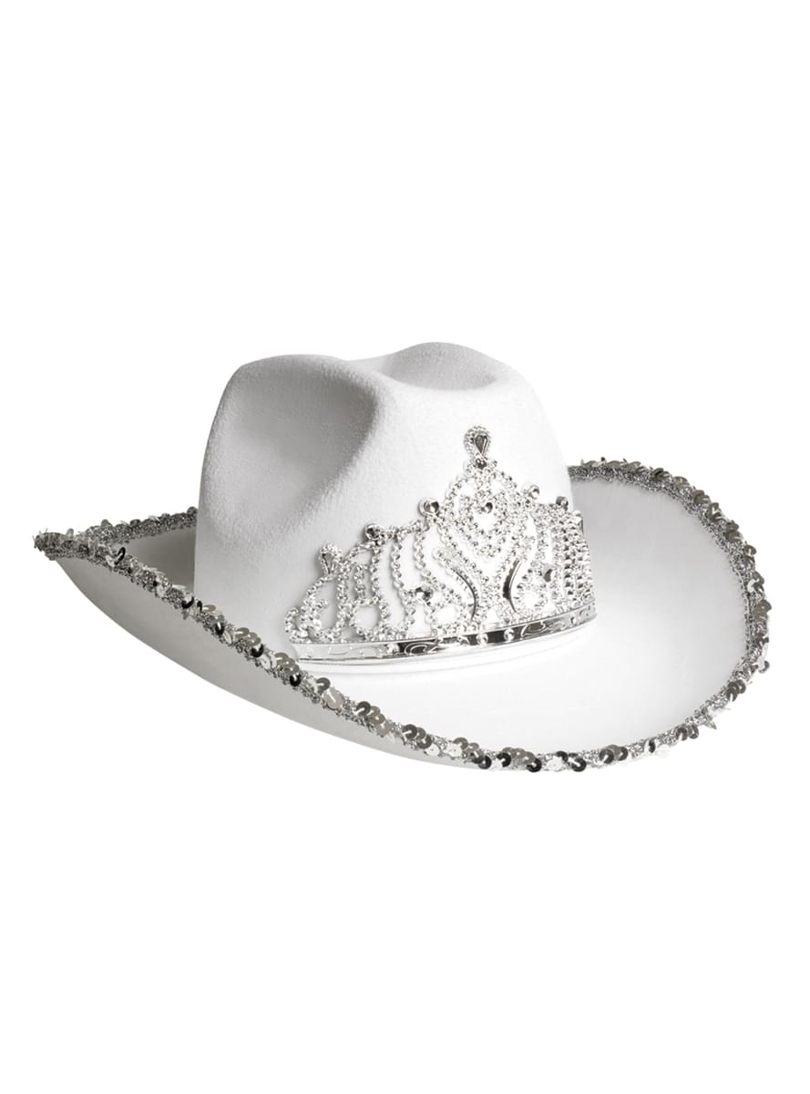 Chapeau cowboy blanc et argenté adulte