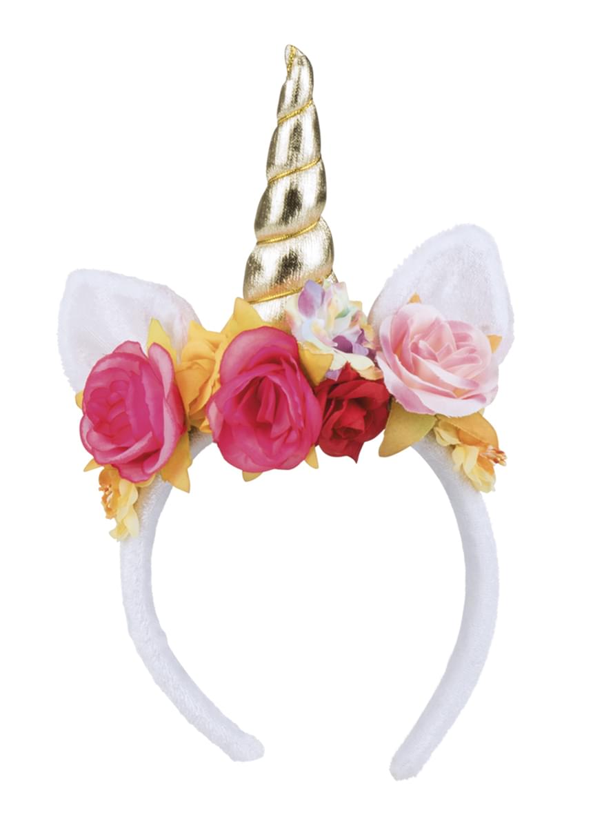 Bandolete de Unicórnio com flores para adulto