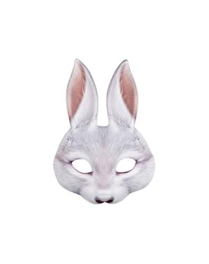 Hasen Halbmaske grau für Erwachsene