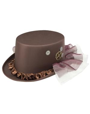 Yetişkinler için klasik kahverengi Steampunk şapka
