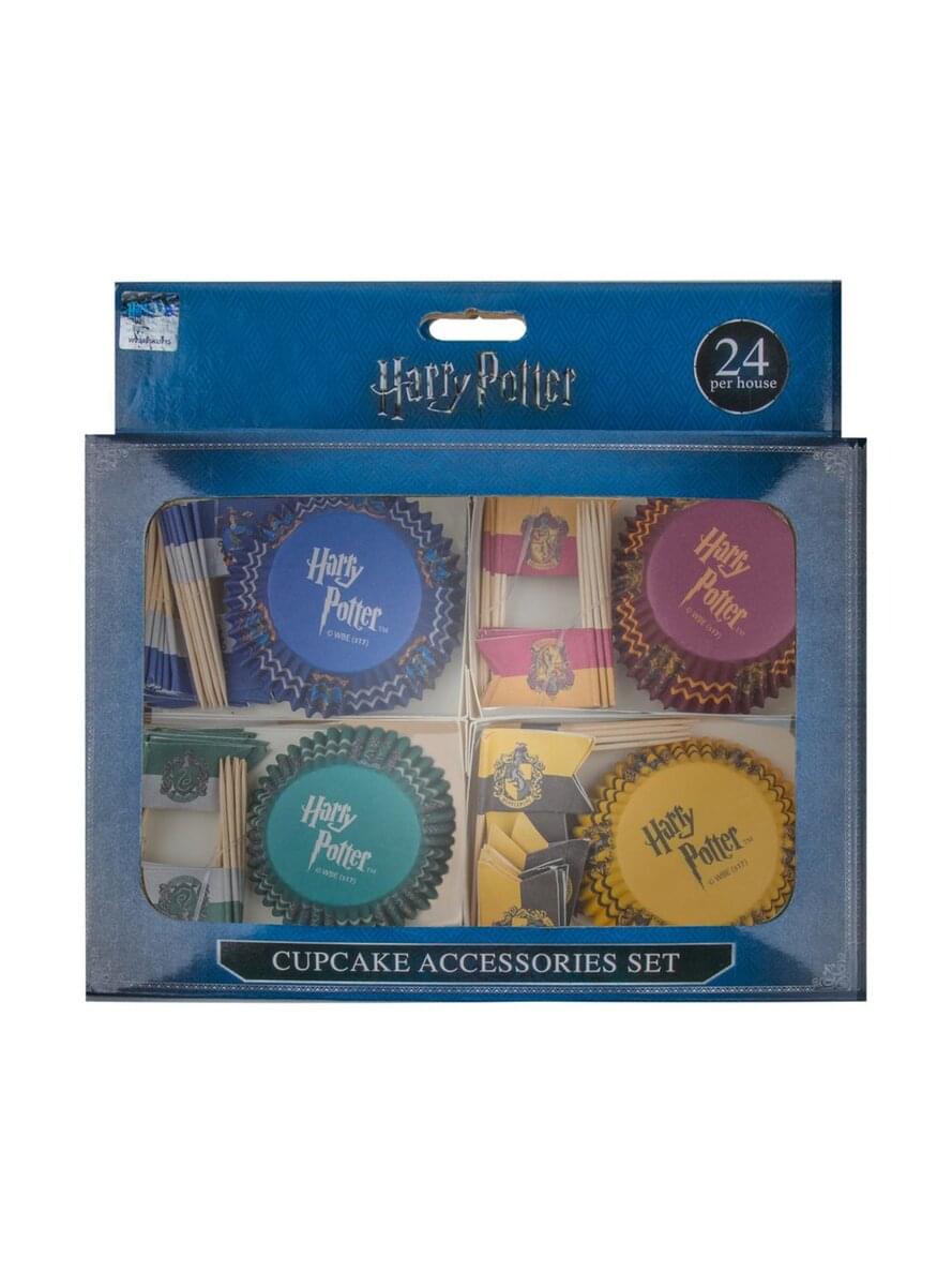 Harry Potter set of cupcake cases and flags - Hogwarts Houses