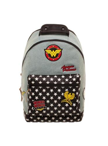 Mochila de Wonder Woman denim com emblemas