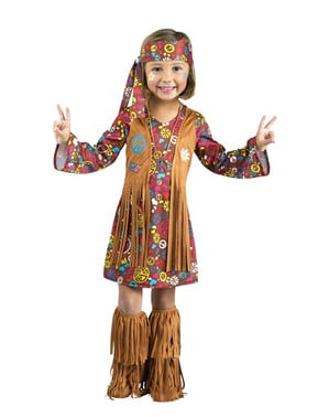 Hnedý kostým hippie pre dievčatá