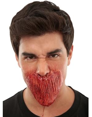 Cicatriz de boca cosida tipo zombie