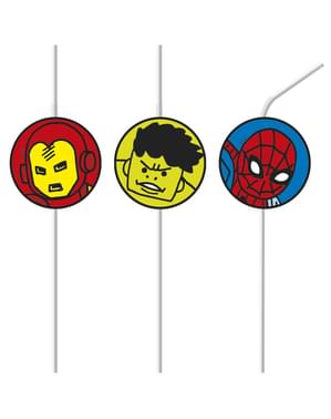 Sæt af 6 The Avengers Team Power sugerør