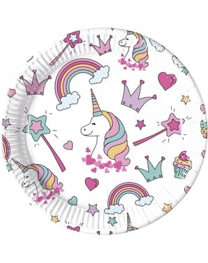 8 platos de Unicornio (23cm) - Magic Party