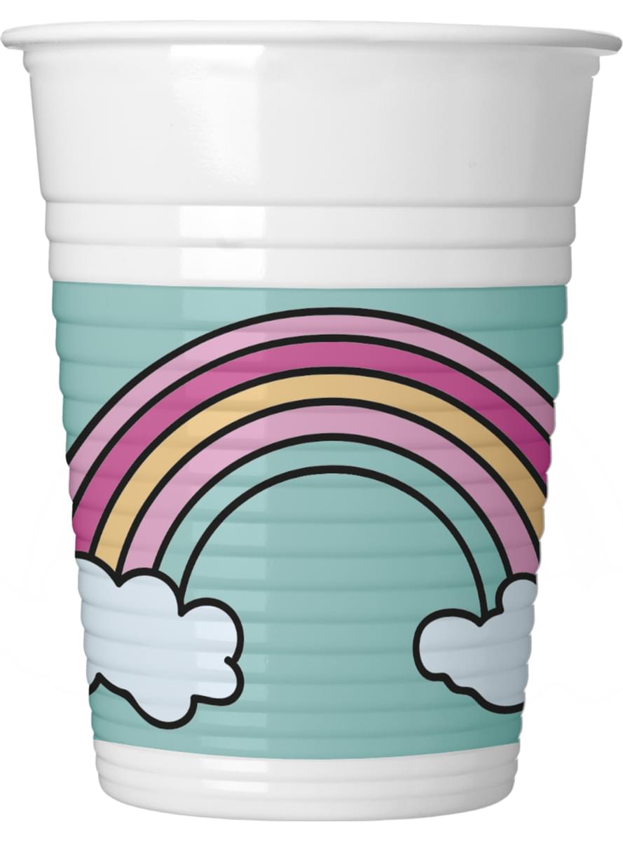 8 Plastikbecher Set mit Einhorn Party Motiv