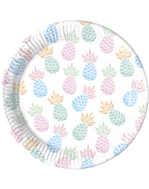 8 Pastel Kleurige Ananas borde (23cm) - Pineapple