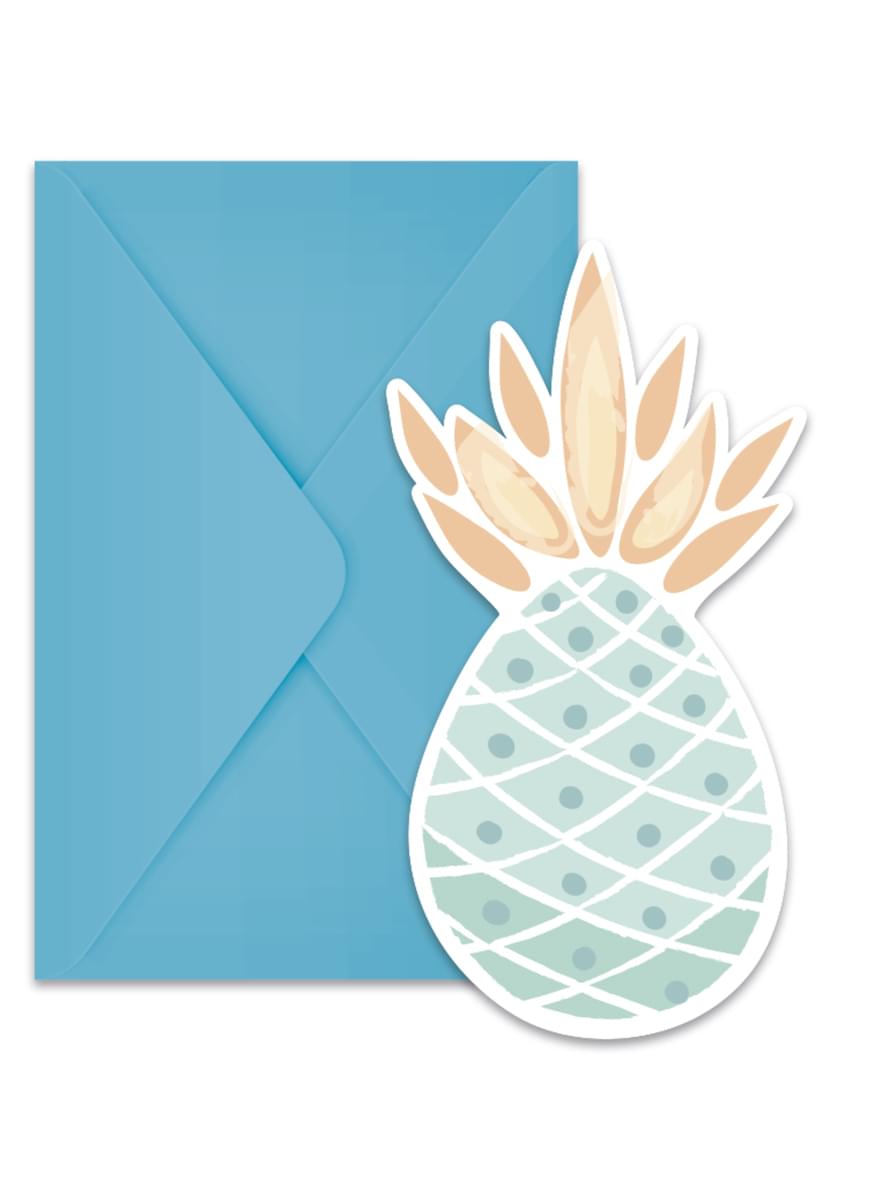 6 convites de ananás cor pastel - Pineapple