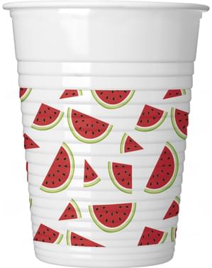 Sæt af 8 vandmelon plastik kopper