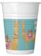 8 Plastikbecher Set mit Lama Motiv